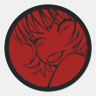 muuhh - niedliche Anime - Kawaii >_< rot Runder Aufkleber