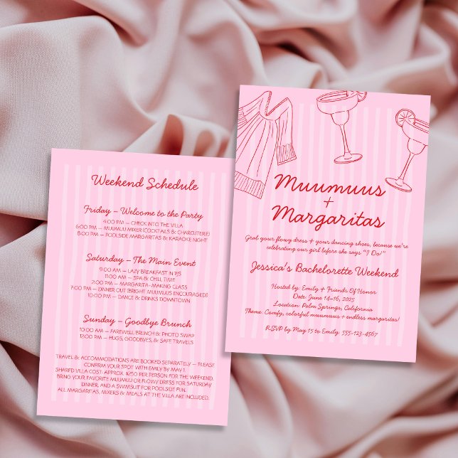 Muumuus & Margaritas Pink & Red Bachelorette Einladung (Muumuus & Margaritas Pink & Red Bachelorette Invitation)