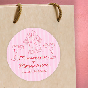 Muumuus und Margaritas Rosa und Rot Junggesellinne Runder Aufkleber