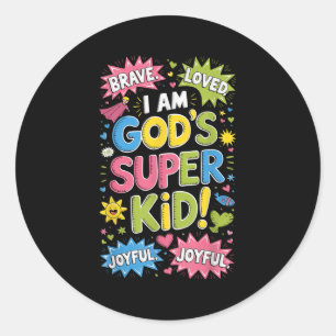 Muve Loved God's Super Kid Christlich Faith Affirm Runder Aufkleber