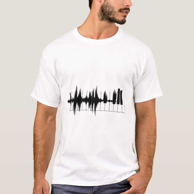 Muziek noten. Keyboard, piano toetsen. T-Shirt (Vorderseite)