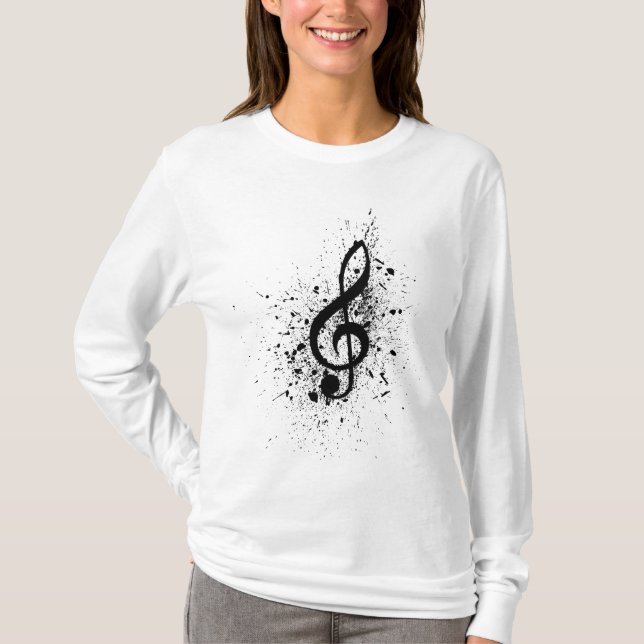 Muzikale bladmuziek muzieknoten patroon. Muziek T-Shirt (Vorderseite)