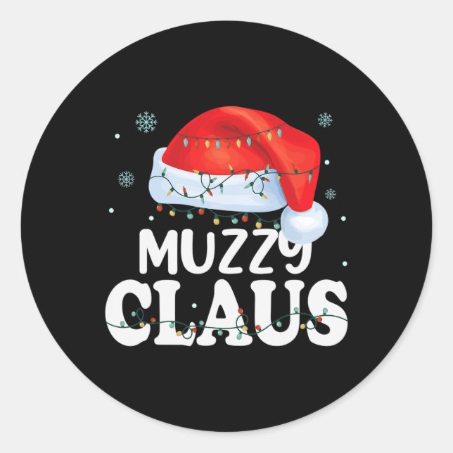 Muzzy Claus Xmas Familie Matching Funny Oma Chr Runder Aufkleber (Vorderseite)