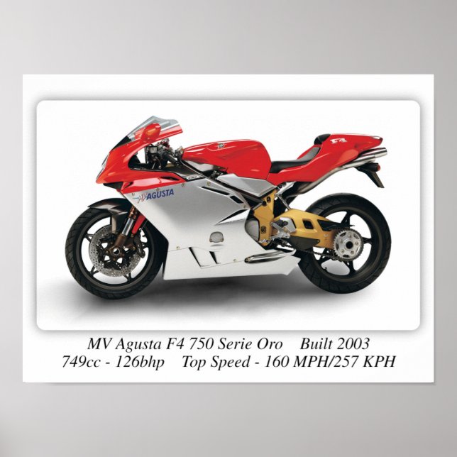 MV Agusta F4750 Serie Oro Motorrad - A3 Größe Poster (Vorne)