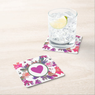 MVB Array of Liebe Bouquet Design Rechteckiger Pappuntersetzer