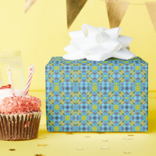 MVB Geo Sky Blue mit einer Touch gelben Designs Geschenkpapier