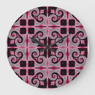 MVB Geometrix rosa Leder Designuhr Große Wanduhr