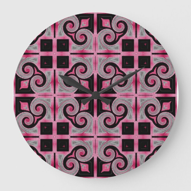 MVB Geometrix rosa Leder Designuhr Große Wanduhr (Vorderseite)