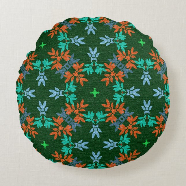 MVB Retro Foliage Style Rundes Kissen (Vorderseite)