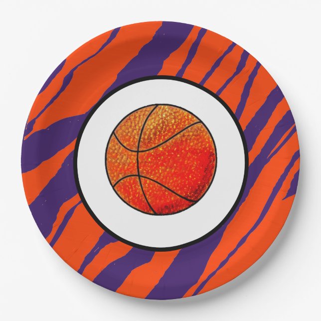 MVB Tiger Streifen Design- Basketball Pappteller (Vorderseite)