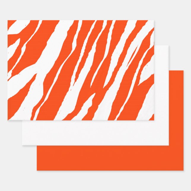 MVB Tiger Stripes Design - Orange & Weiß Geschenkpapier Set (Set)