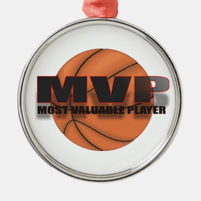 MVP-BASKETBALL-VERZIERUNG SILBERNES ORNAMENT (Vorne)