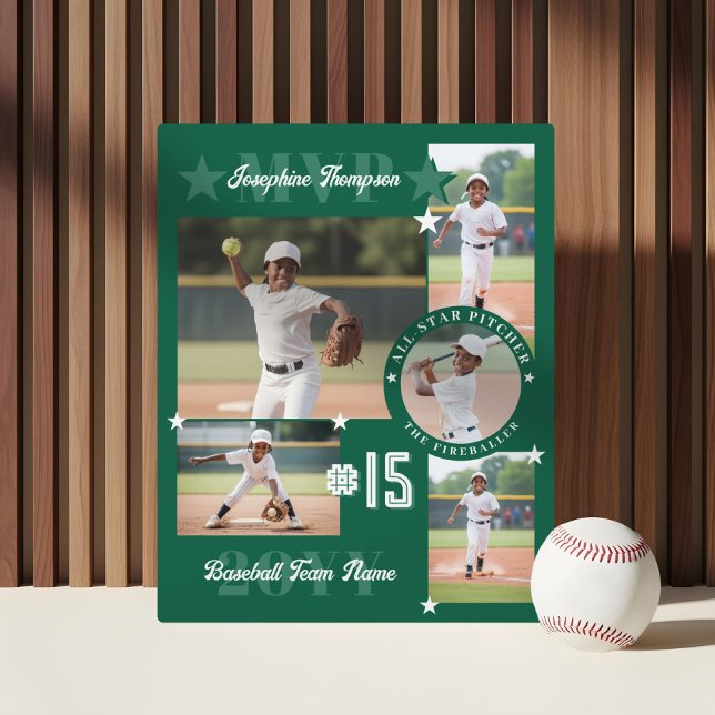 MVP End of Season Baseball Player Photo Collage Fotoplatte (MVP End of Season Baseball Player Photo Collage Plaque)