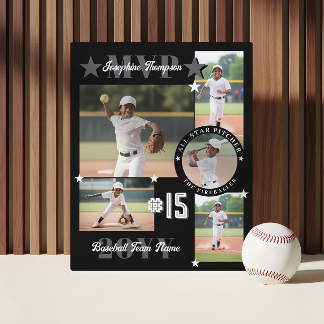 MVP End of Season Baseball Player Photo Collage Fotoplatte (MVP End of Season Baseball Player Photo Collage Plaque)