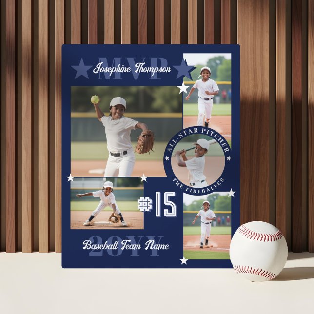 MVP End of Season Baseball Player Photo Collage Fotoplatte (MVP End of Season Baseball Player Photo Collage Plaque)