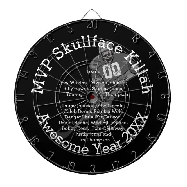 MVP Name oder Nickname, Nummer und Teamnamen Dartscheibe (vorne)