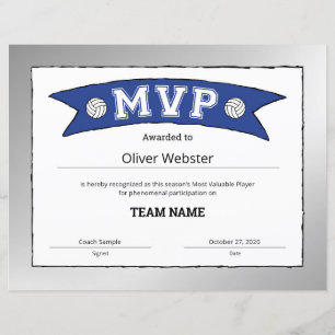 MVP Player MVP Zertifikate VolleyballZertifikate