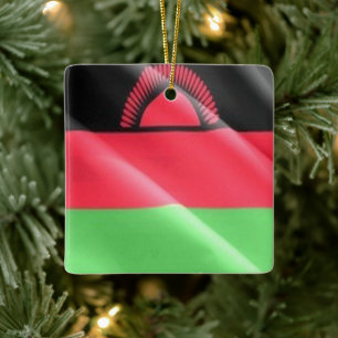 MW002 MALAWI, Waving Flag, Afrika, Keramikornament