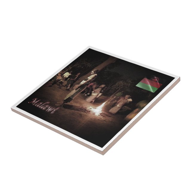 MW003 MALAWI, Folkloristischer Tanz, Afrika, Fliese (Seite)