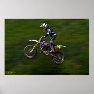 MX-Motocrossfahrer beim großen Sprung Poster
