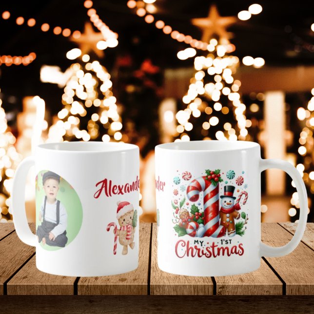 My 1st Christmas Candy Cane Photo Kaffeetasse (Von Creator hochgeladen)