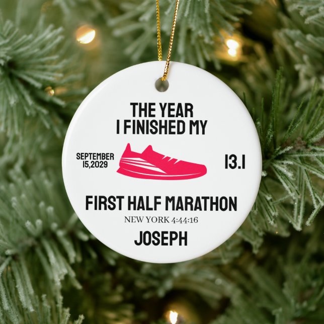 My 1st Half Marathon Runner First Running Sports Keramik Ornament (Baum)