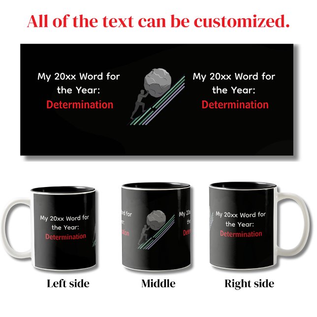 My 20xx Word Of The Year: Determination Zweifarbige Tasse (Word of Year Determination Sisyphus Mug)