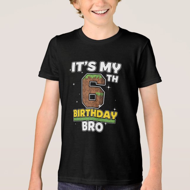 My 6th Birthday Bro Video Game Pixel  Tri-Blend Shirt (Vorderseite)