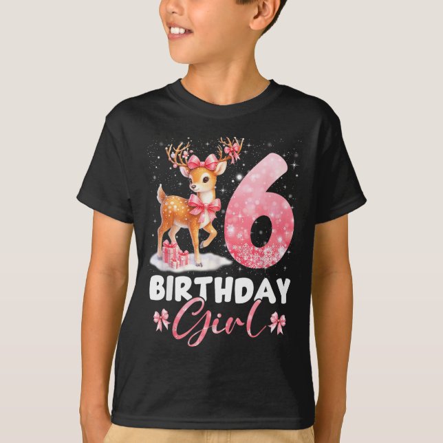 My 6th Birthday Girl Rudolph Nk Coquette 6 Years O T-Shirt (Vorderseite)