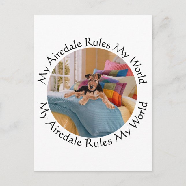 My Airedale Rules My World Postkarte (Vorderseite)