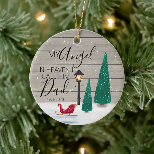 my angel in heaven i call him dad memorial xmas keramik ornament (Baum)