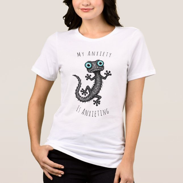 My Anxiety is Anxieting funny Gecko T-Shirt Tri-Blend Shirt (Vorderseite)