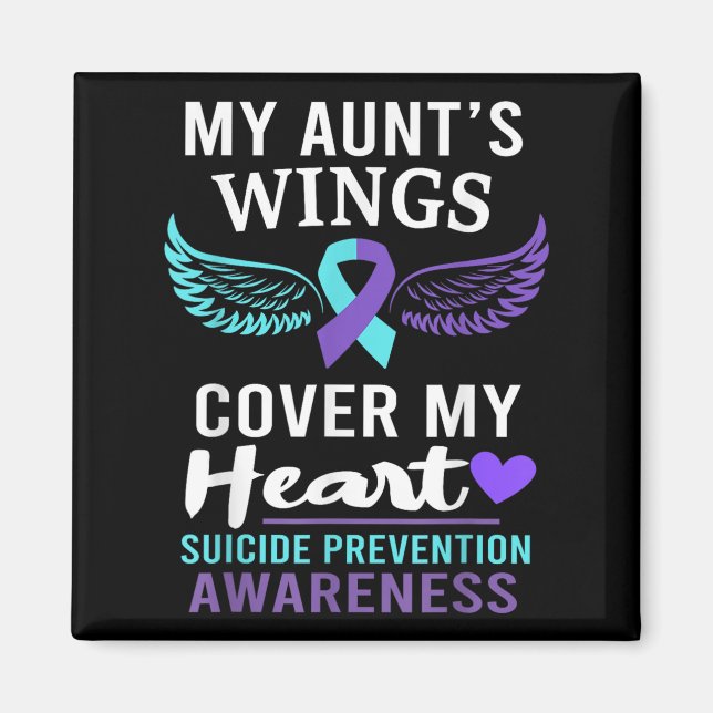 My Aunt's Wings Cover Heart Suicide Awareness Ribb Magnet (Vorne)