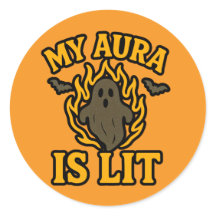 MY AURA IS LIT - Funny Halloween Ghost Sticker