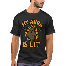 MY AURA IS LIT - Funny Halloween Ghost T-Shirt Uni