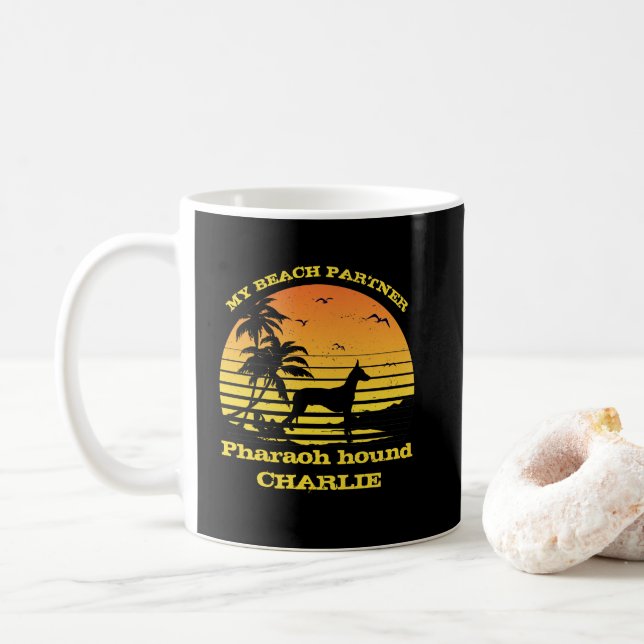 My Beach Partner Sunset Palm tree Pharaoh Hund Kaffeetasse (Mit Donut)