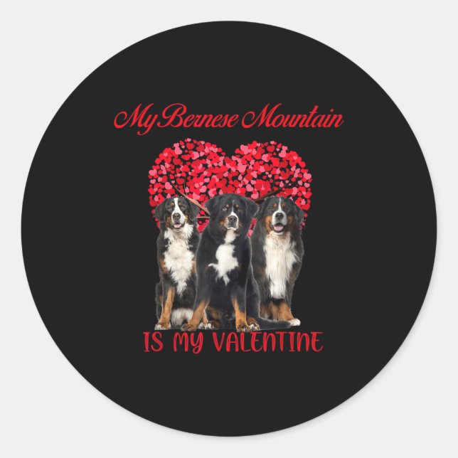 My Bernese Mountain Is My Valentine Dog Lover Vale Runder Aufkleber (Vorderseite)