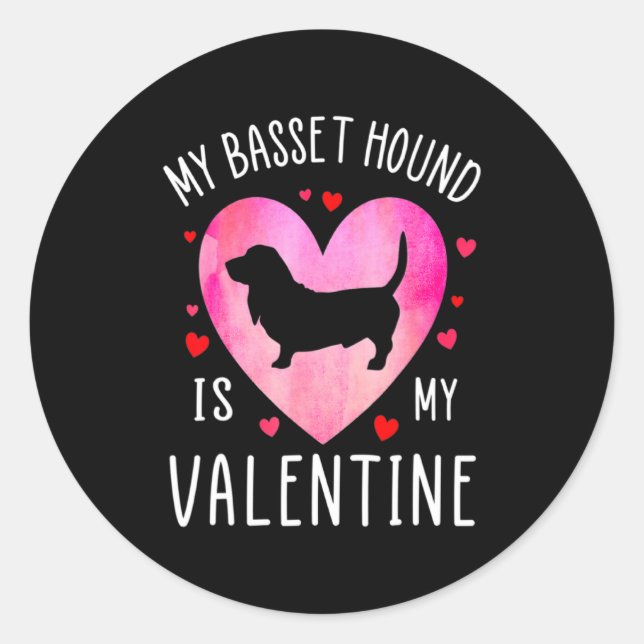 My Bet Hound Is My Valentine Dog Lover Valentin  Runder Aufkleber (Vorderseite)