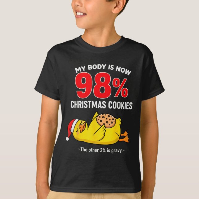 My Body Is 98% Christmas Cookies Funny Duck Pajama T-Shirt (Vorderseite)