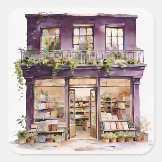 My Bookstore  Quadratischer Aufkleber (Vorderseite)