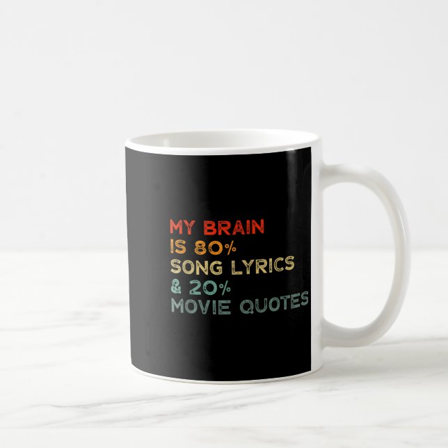My Brain Is 80% Song Lyrics &amp; 20% Movie Quotes Kaffeetasse (Rechts)