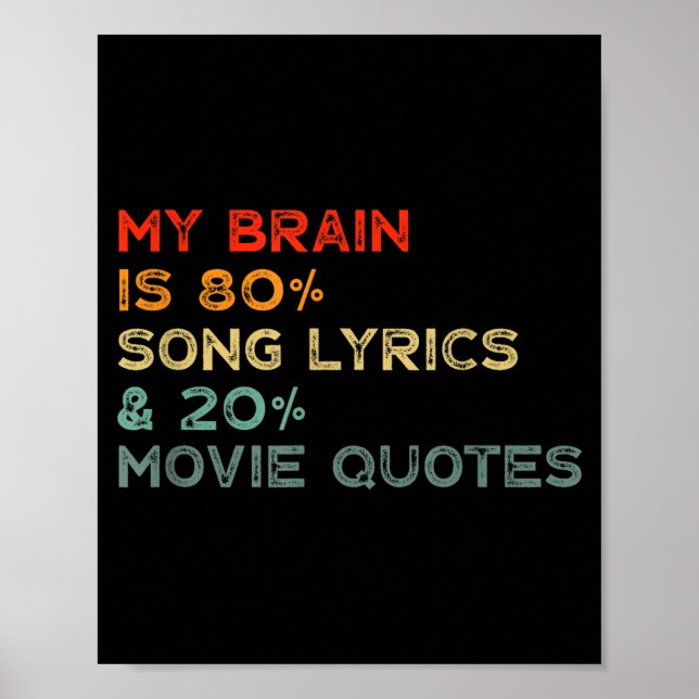 My Brain Is 80% Song Lyrics &amp; 20% Movie Quotes Poster (Vorne)