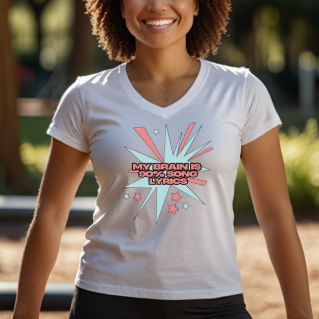My Brain is 90% Song Lyrics – Funny Retro Pop Art T-Shirt (Von Creator hochgeladen)