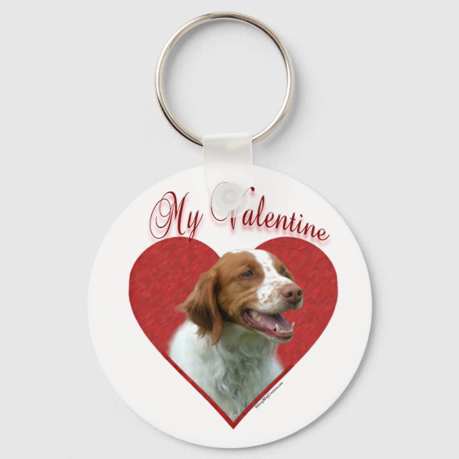 My Brittany Spaniel Valentine Schlüsselanhänger (Vorderseite)