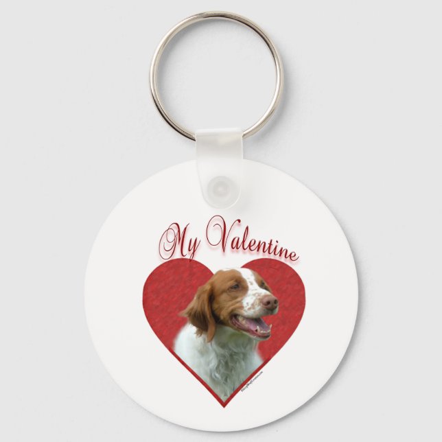 My Brittany Spaniel Valentine Schlüsselanhänger (Vorderseite)
