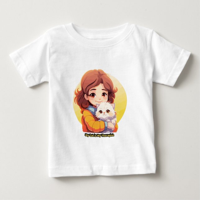 My Cat is My Therapist – Cute Comfort Cat  Baby T-shirt (Vorderseite)