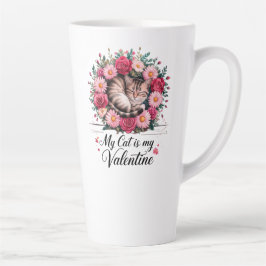 My Cat Is My Valentine Floral Cute Cat LoverDesign Milchtasse