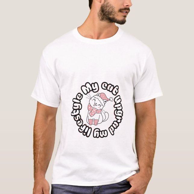 My Cat Upgraded My Lifestyle – Cute Cat Design T-Shirt (Vorderseite)