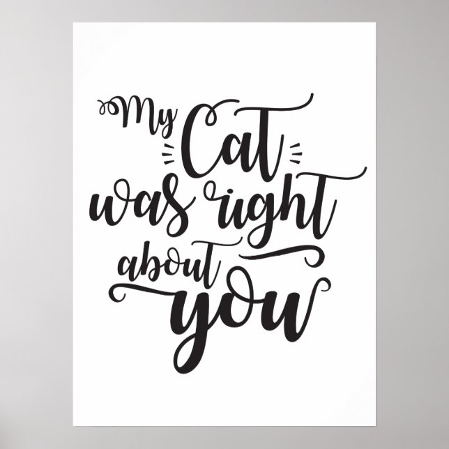 My Cat was right about you funny cursive sexy Text Poster (Vorne)