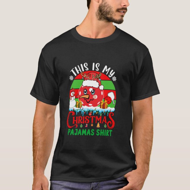 My Christmas Pyjamas Santa Reindeer Pickleball Pla T-Shirt (Vorderseite)
